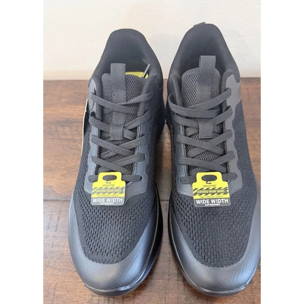 Geers Mens Work Shoes Size 12 W Black Slip Resistant Sneaker Air Cushion